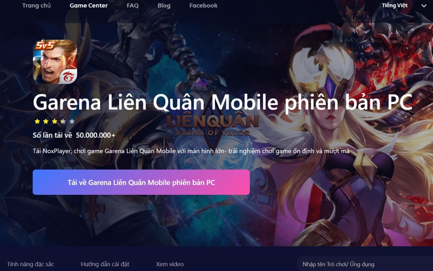 Nhấn biểu tượng tải về để tải game Liên Quân Mobile