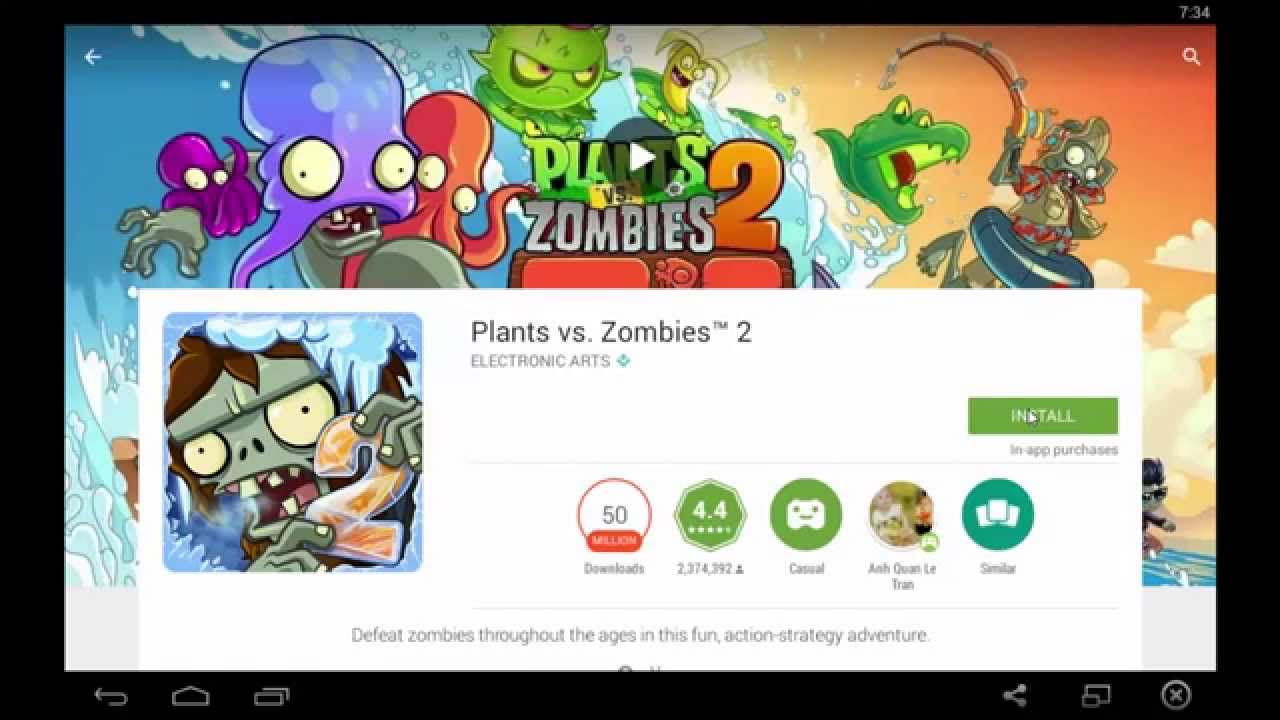 Tải Plant vs zombie 2 PC về máy từ chợ ứng dụng CH play
