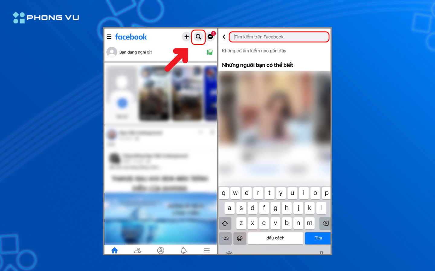 Tìm mọi người bằng tên Facebook