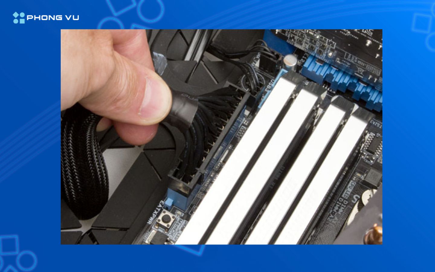 Cắm dây nguồn 24 pin vào bo mạch chủ