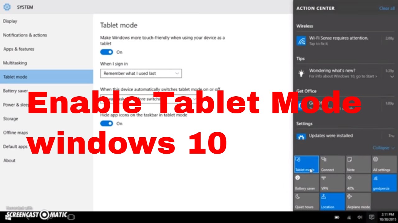 Cách bật/tắt chế độ Tablet của Windows 10