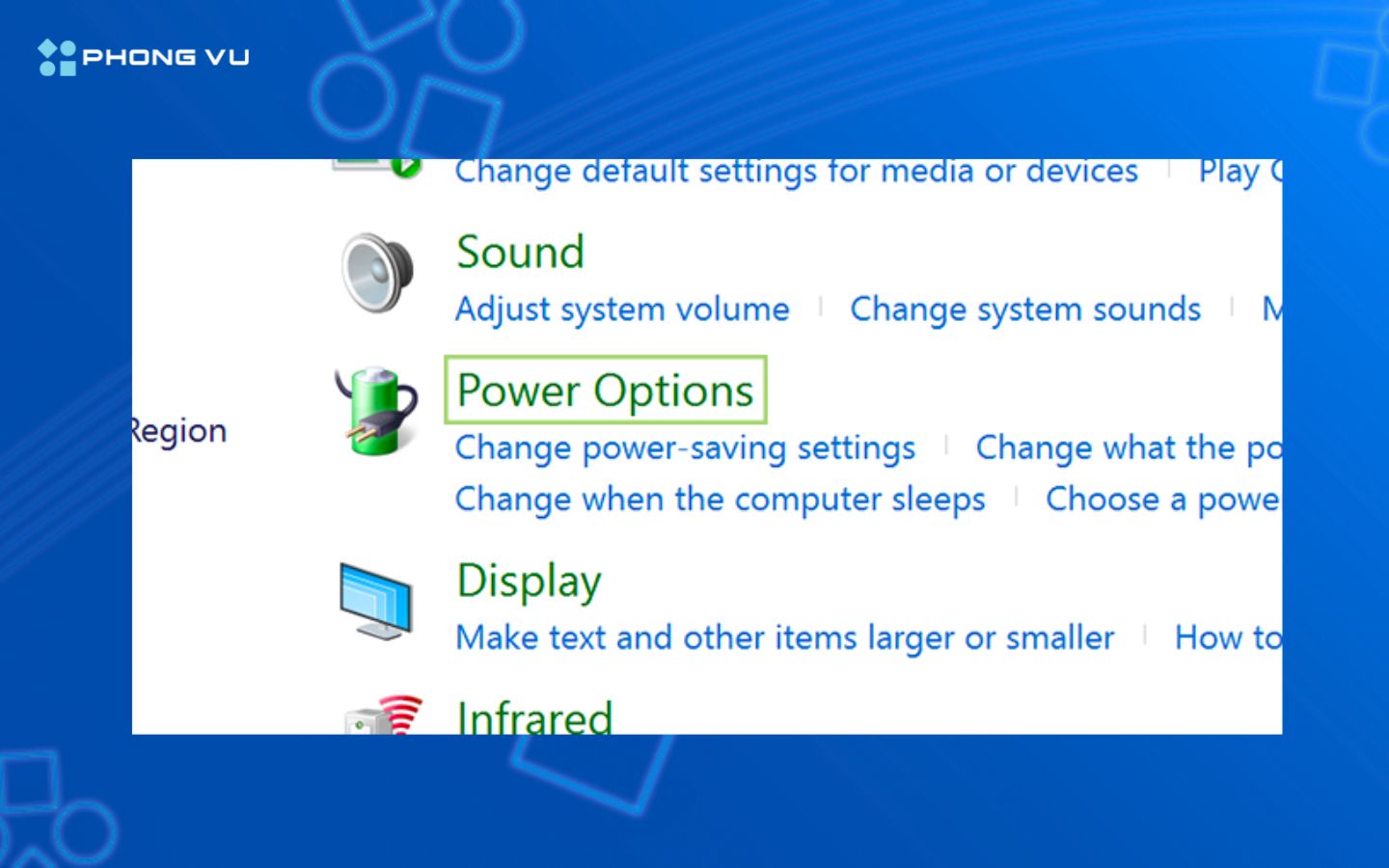 Chọn mục Hardware and Sound trong Control Panel