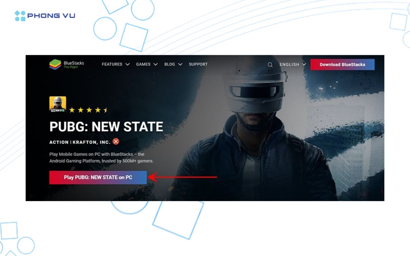 Truy cập trang chủ BlueStacks và tải phần mềm