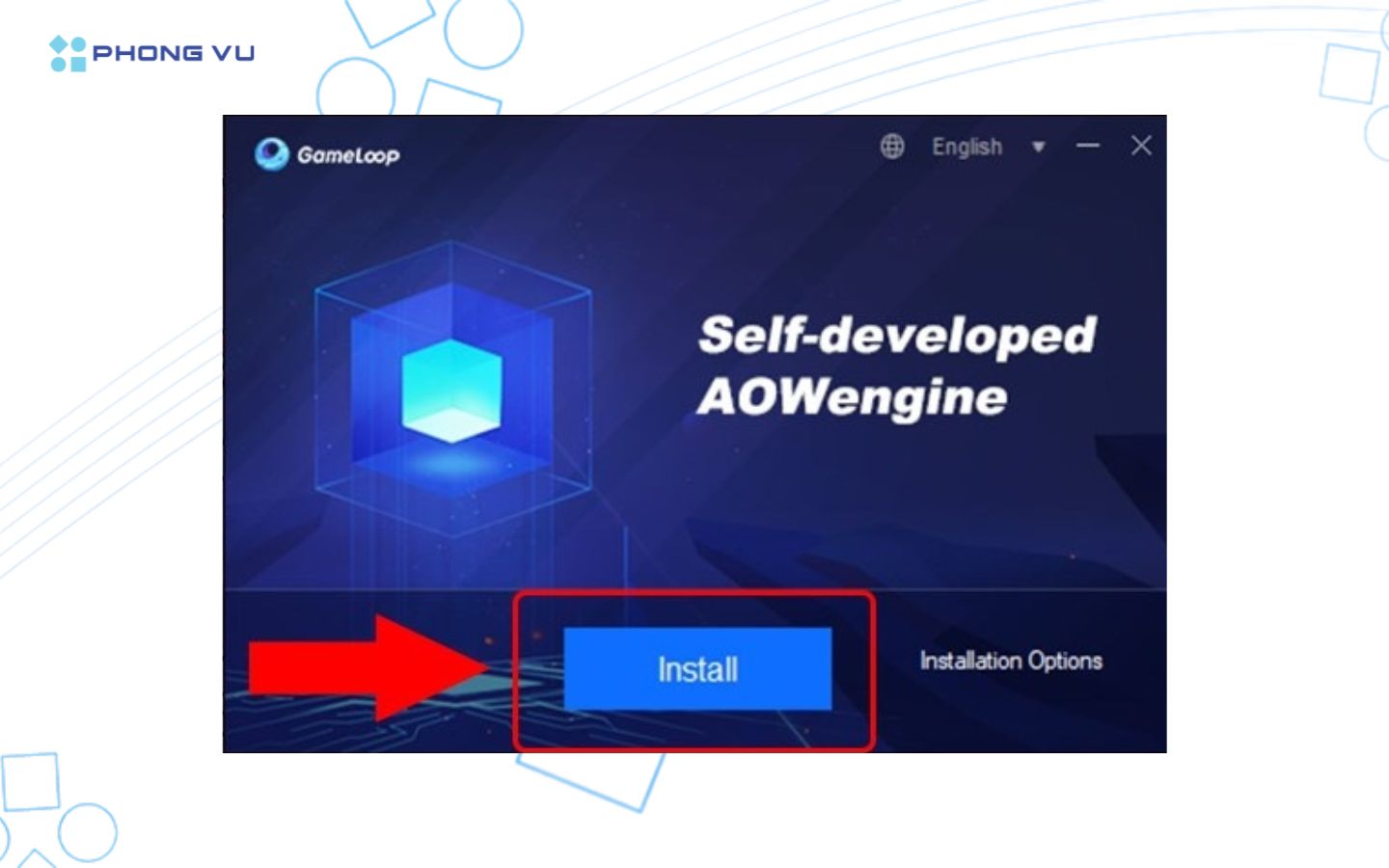 Mở file cài đặt vừa tải và chọn Install để bắt đầu cài đặt Tencent Gaming Buddy