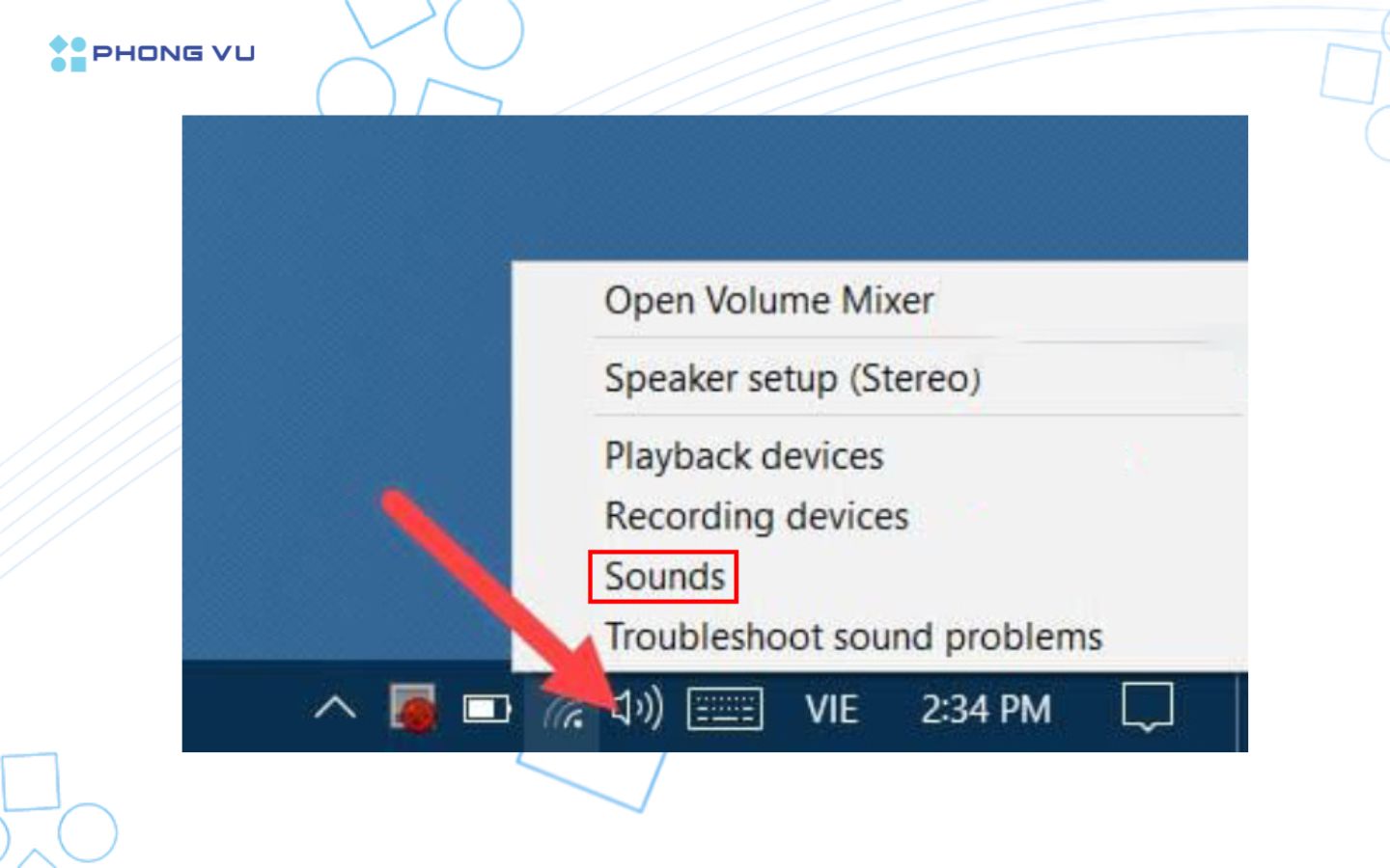Giao diện Sounds trên Windows – tab Playback