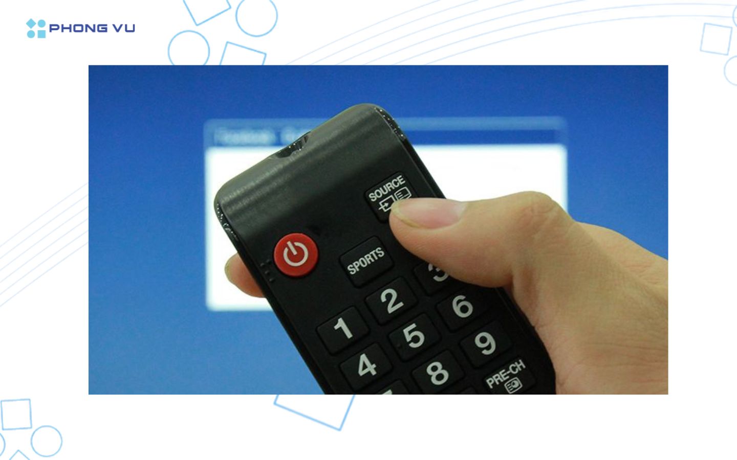 Remote TV với nút Source/Input chọn cổng HDMI