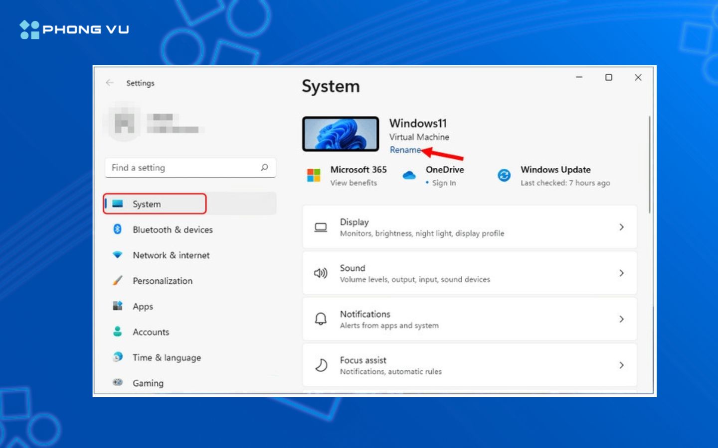 Chọn Rename dưới tên thiết bị để đổi tên máy tính mới mua