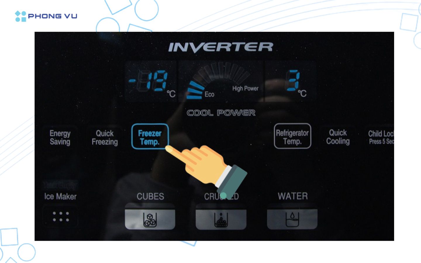 Cách chỉnh nhiệt độ tủ lạnh Hitachi qua bảng điều khiển