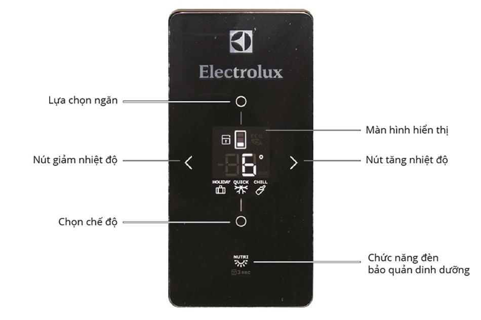 Các nút chức năng trên bảng điều khiển của tủ lạnh Electrolux