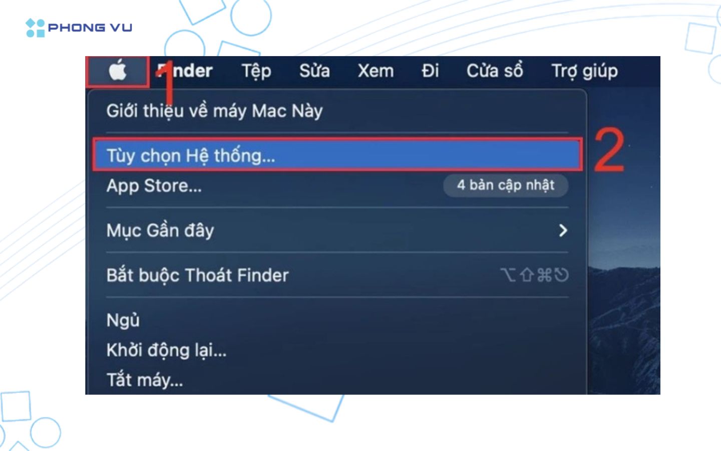 Chọn mục tủy chọn hệ thống 