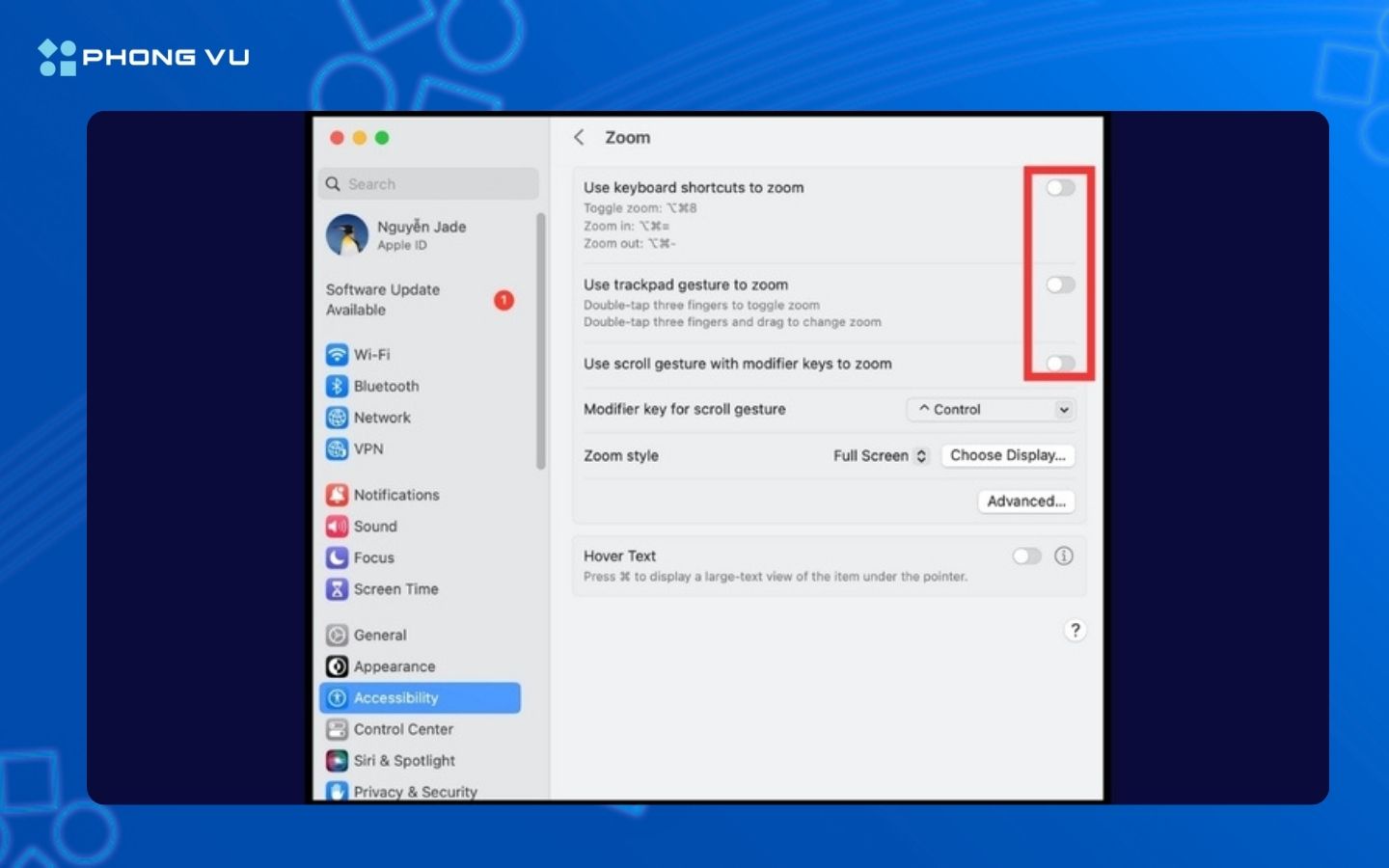 Chọn Zoom và chọn cách điều chỉnh màn hình theo ý muốn 