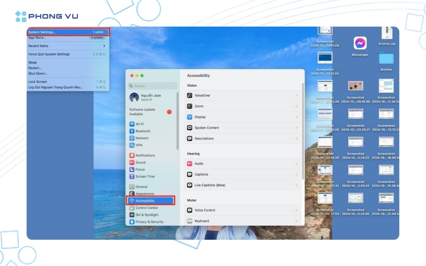 Chọn mục Accessibility