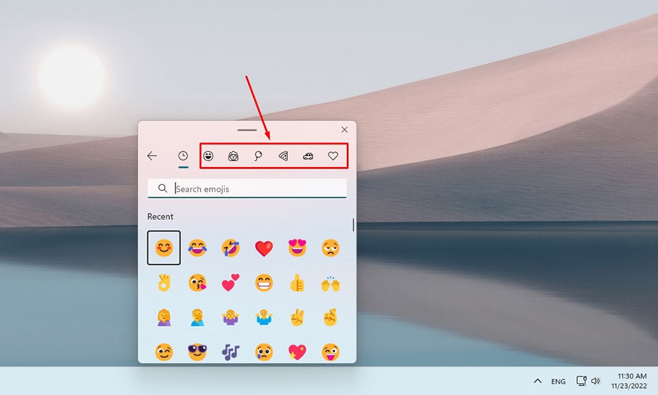 Mở nhanh bảng emoji trên windows 11. (Nguồn: Internet)