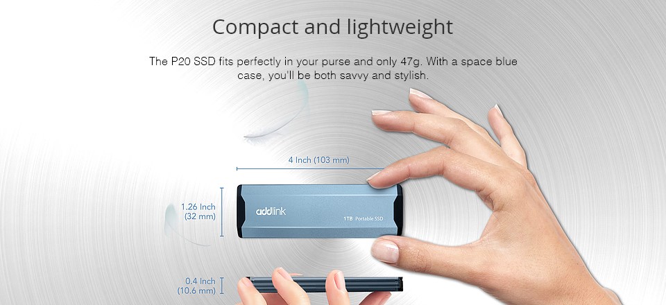 Addlink giới thiệu SSD - P20 Portable SSD có giao diện USB 3.2. Được trang bị SSD M.2 NVMe Gen3x4 TLC.