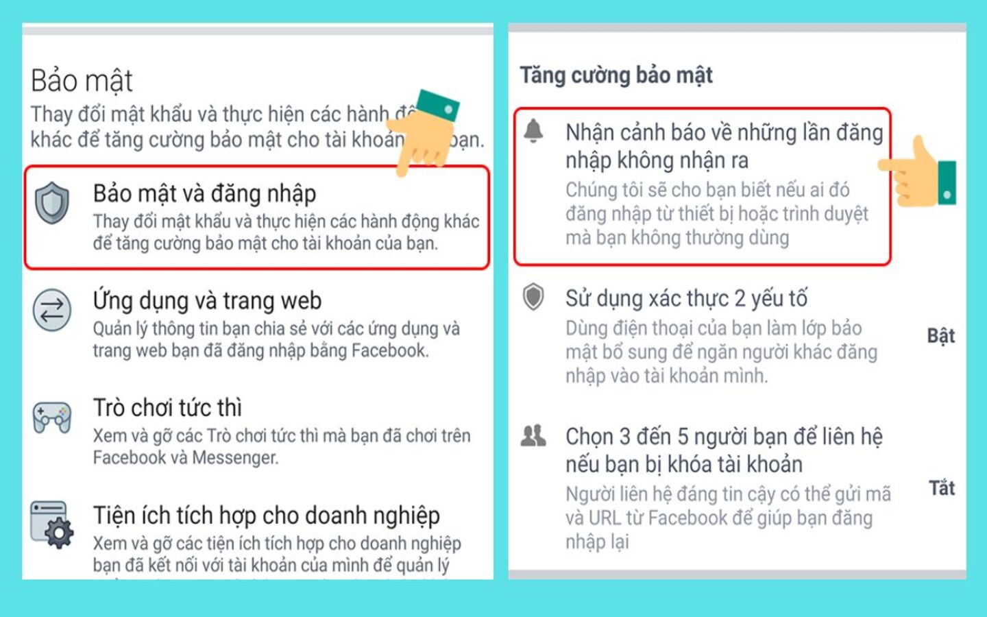 Bật tính năng cảnh báo khi phát hiện đăng nhập bất thường