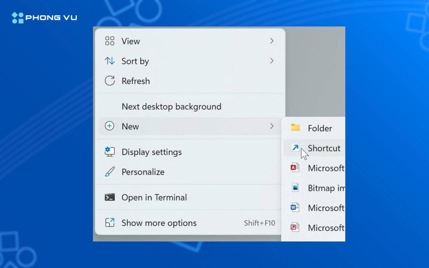 Tạo shortcut mới trên màn hình Desktop để gán lệnh tắt máy