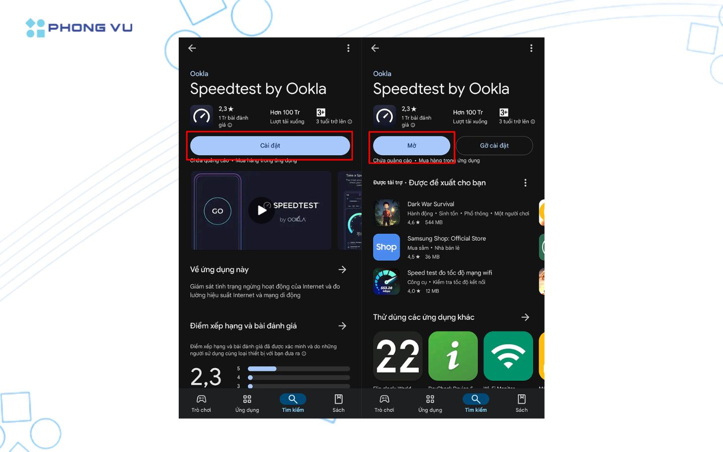 Tải Speedtest – ứng dụng kiểm tra tốc độ mạng phổ biến nhất thế giới.