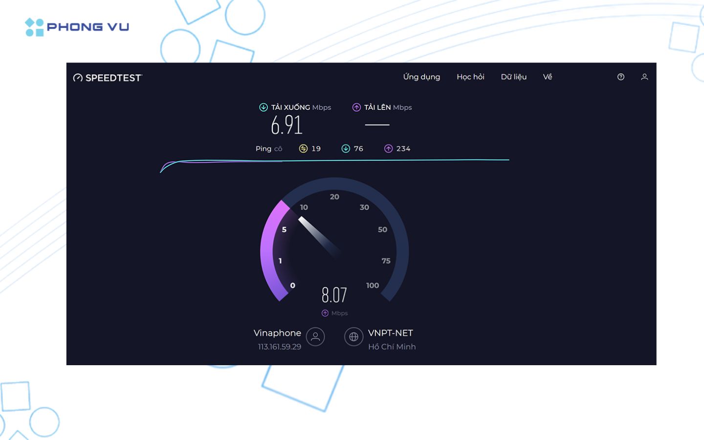 Chờ vài giây để hệ thống đo và trả kết quả