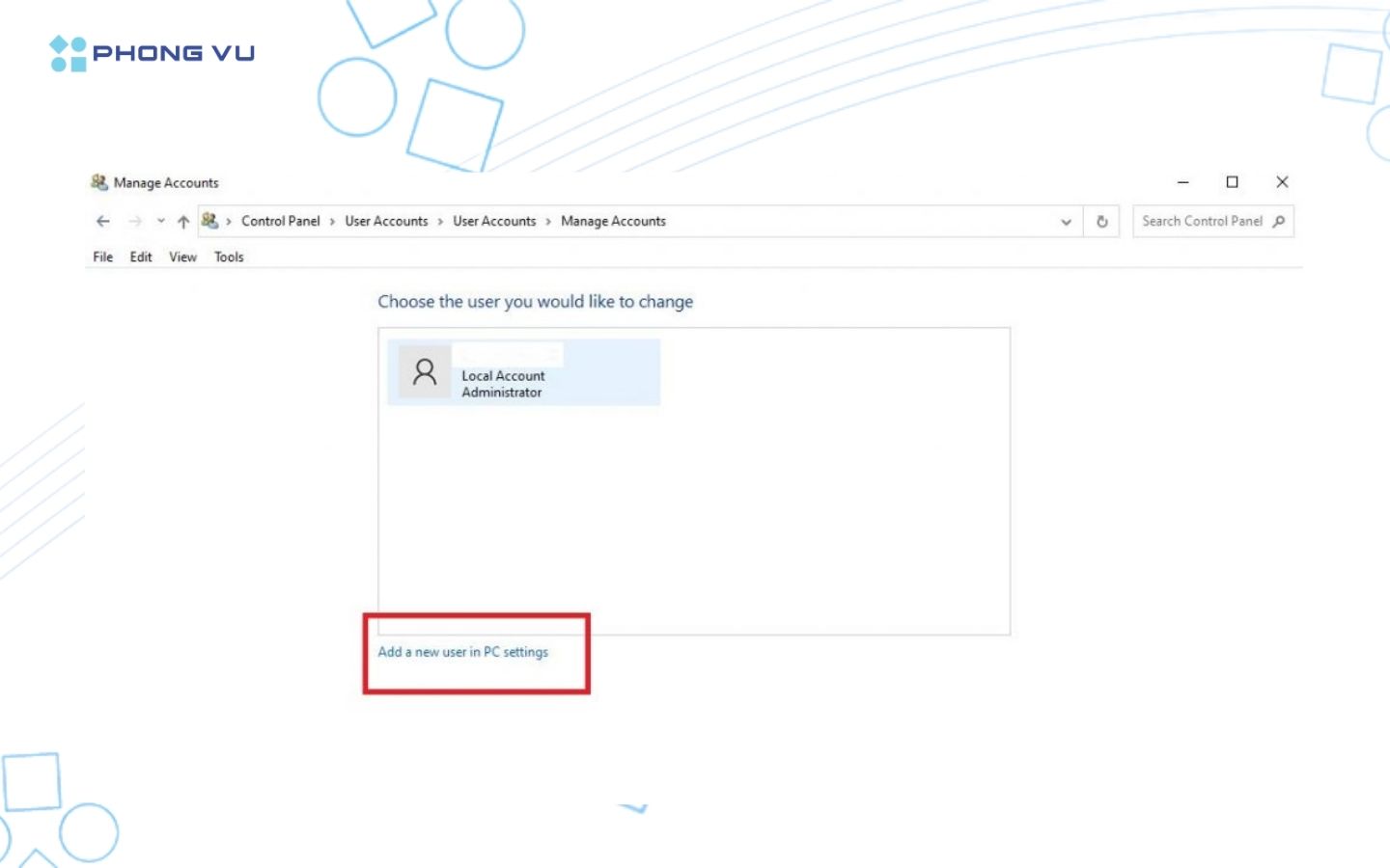 Thiết lập lại tài khoản người dùng