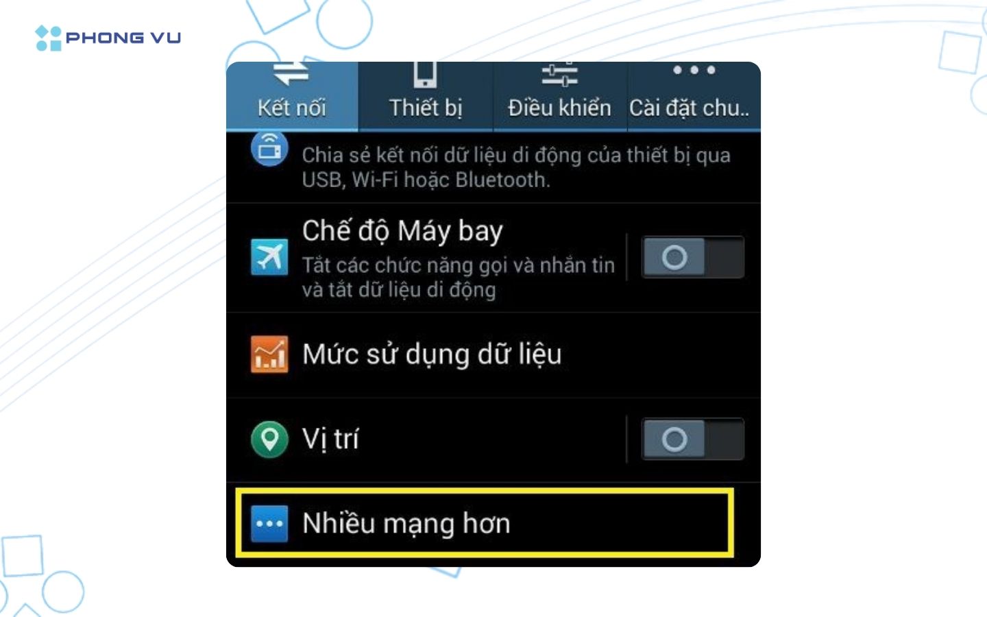 Chọn mục Nhiều mạng hơn hoặc Thêm