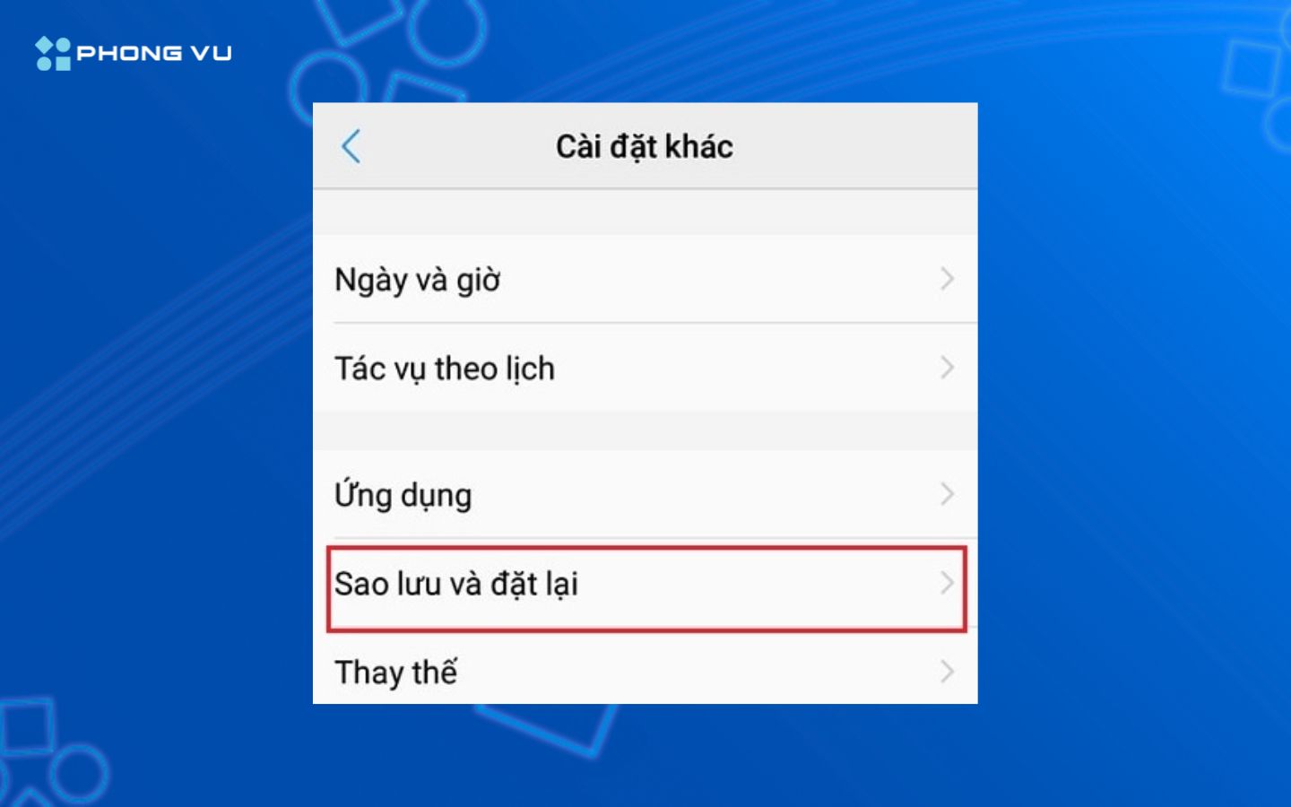 Kích hoạt sao lưu dữ liệu trong Cài đặt để đồng bộ thông tin WiFi với Google Drive