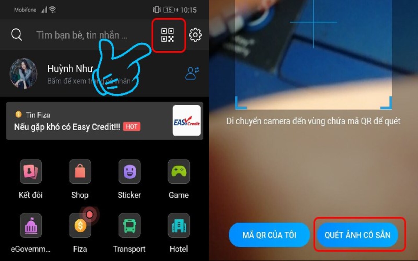 Nhấn “Chia sẻ” để hiển thị mã QR và mật khẩu WiFi của mạng đang kết nối