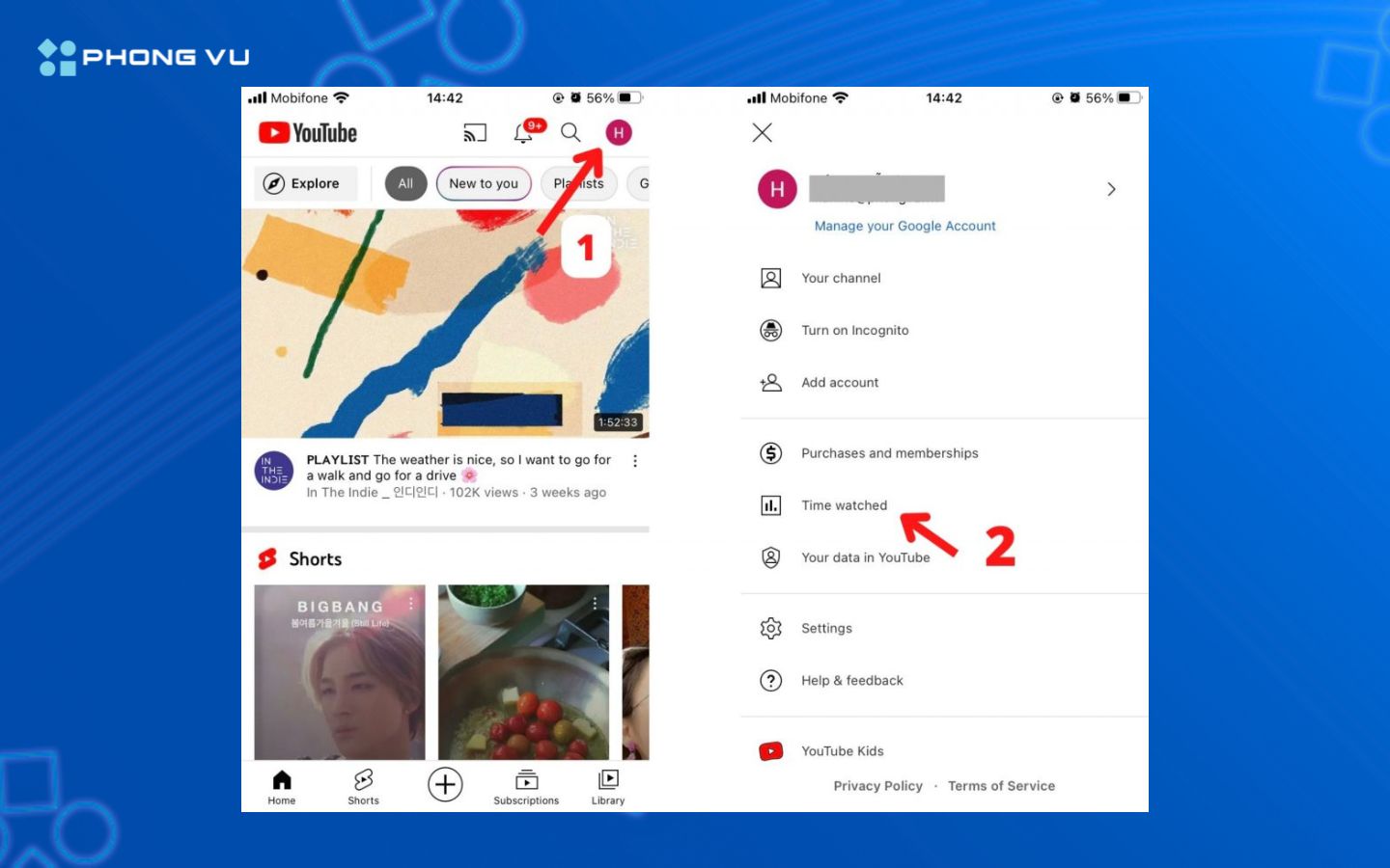 Cách hẹn giờ tắt Youtube tự động trên iOS, Android cực đơn giản 1 Chọn mục “Thời lượng đã xem” để truy cập các tùy chọn nhắc nhở