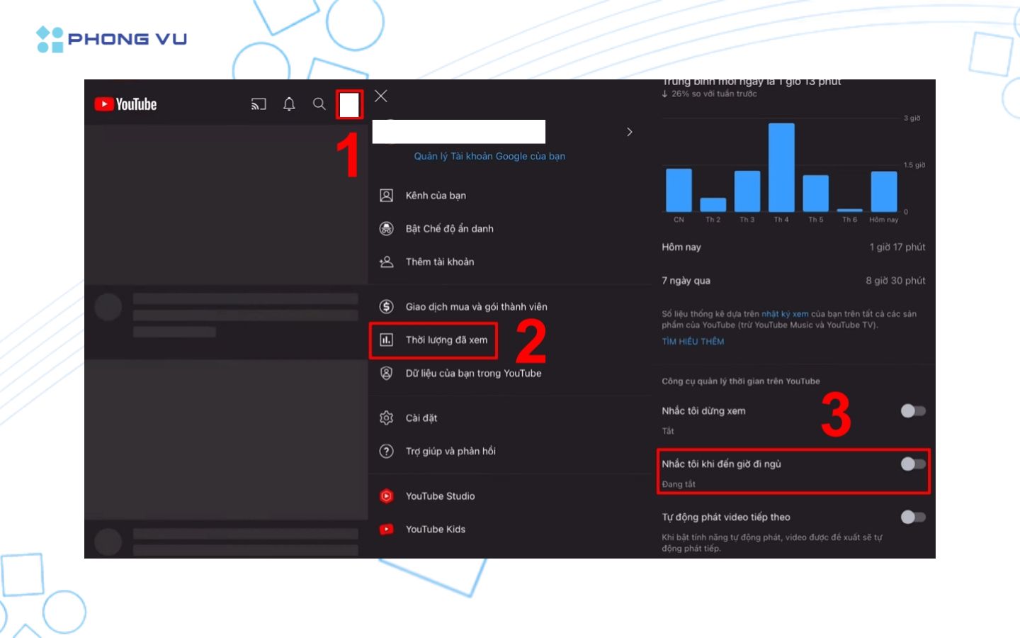 Cách hẹn giờ tắt Youtube tự động trên iOS, Android cực đơn giản 9 Nhấn vào ảnh đại diện ở góc phải trên cùng để mở cài đặt tài khoản