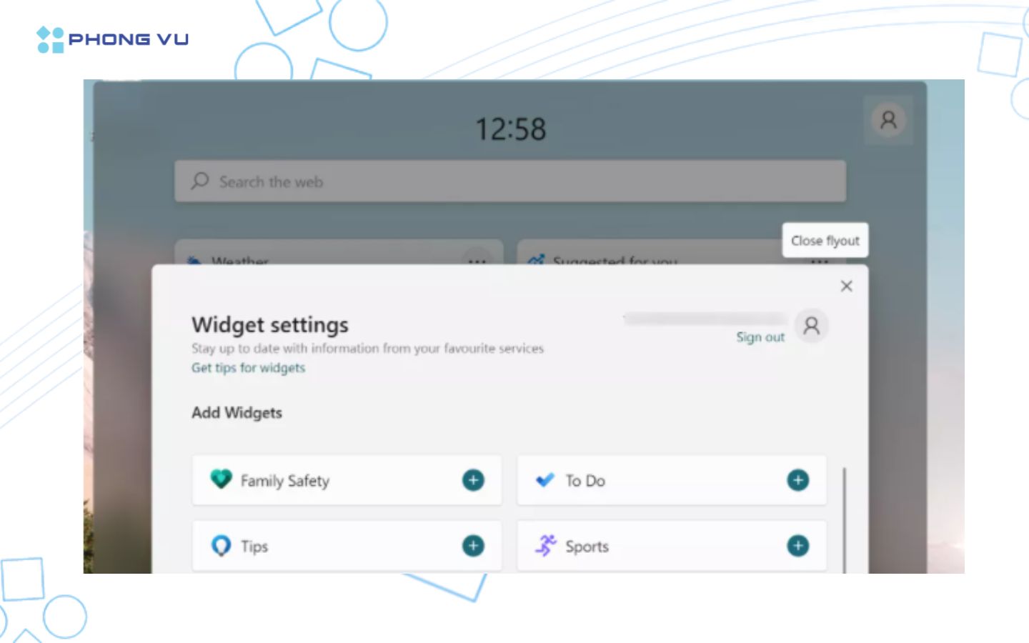 Widgets không hiển thị nội dung dù đã mở đúng cách