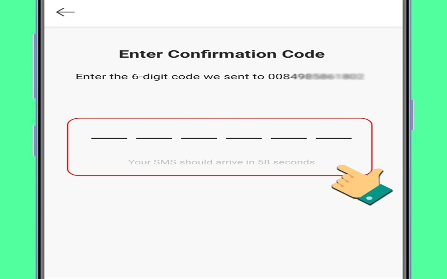 Nhập mã xác minh được gửi qua SMS để xác nhận đăng ký
