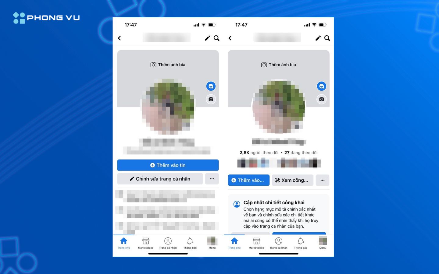 Hoàn tất thiết lập, trang cá nhân chuyển sang chế độ chuyên nghiệp