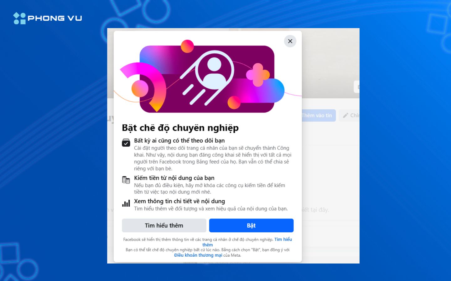 Cách bật chế độ chuyên nghiệp trên Facebook