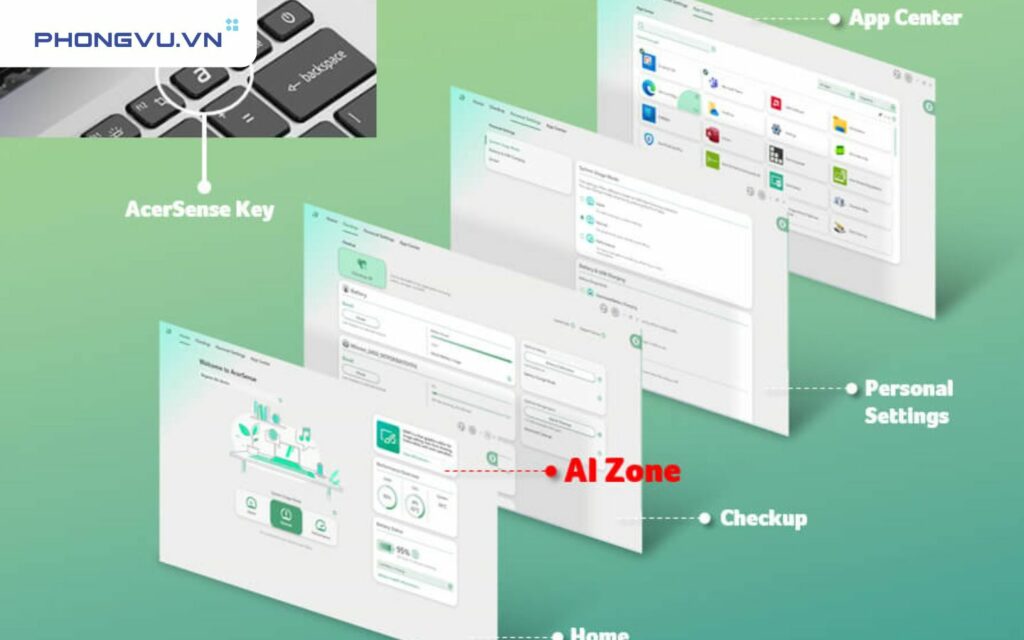 Acer Swift Go 14 sở hữu Acer AI Zone với nhiều tiện ích AI thông minh