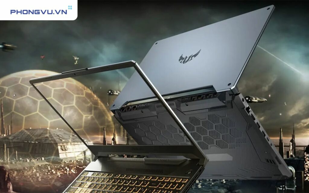 laptop gaming Asus TUF được thiết kế chủ yếu thiên hướng đậm chất gaming với phong cách mạnh mẽ