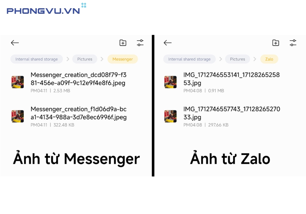 So sánh chất lượng ảnh gửi HD qua Messenger và Zalo