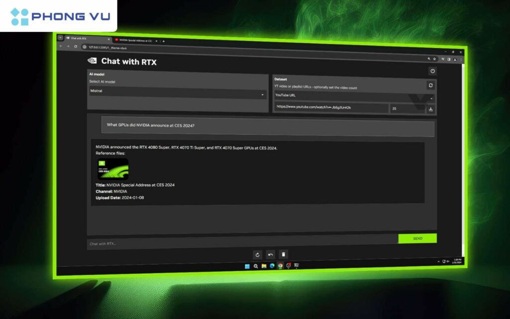 Chat with RTX là chatbot AI của NVIDIA, sử dụng card đồ họa GeForce RTX 30 và 40 để thực hiện các tác vụ AI mượt mà và thông minh.