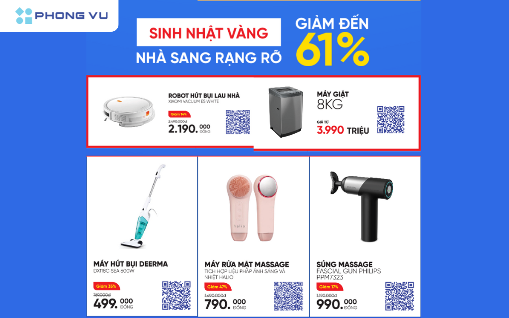 Giàm đến 61% cho các mặt hàng gia dụng