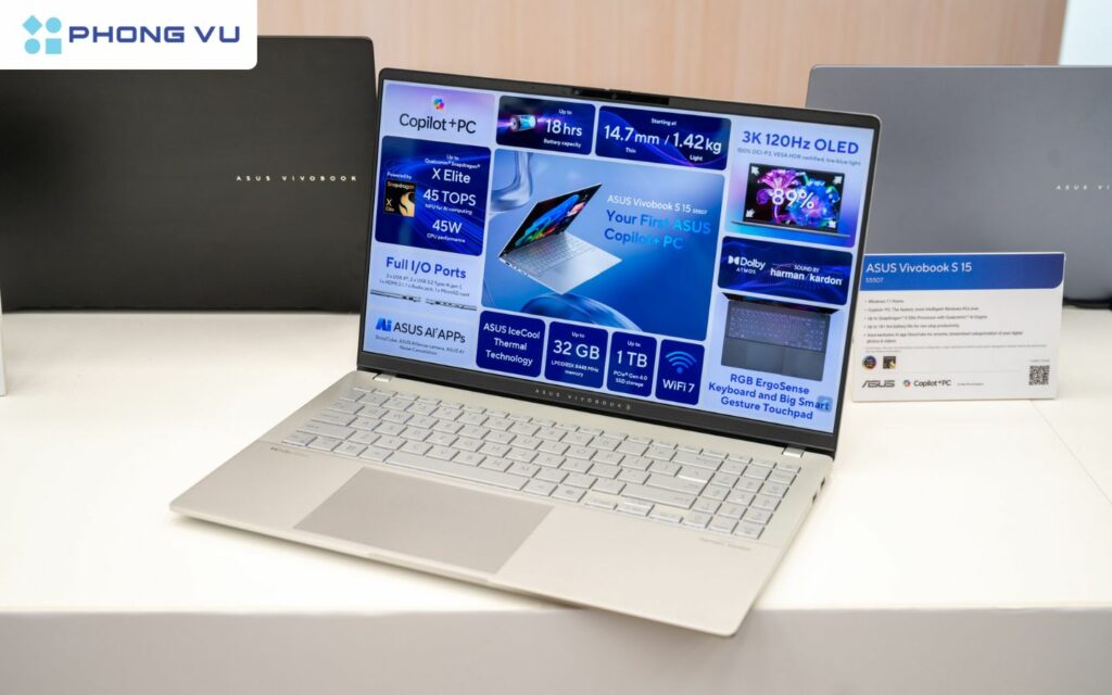 ASUS Vivobook S 15 và MacBook Air M3 vẻ ngoài