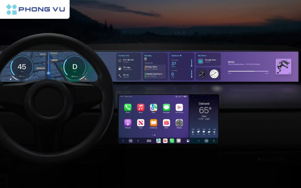 Hình nền CarPlay thay đổi theo thời gian ngày hoặc đêm