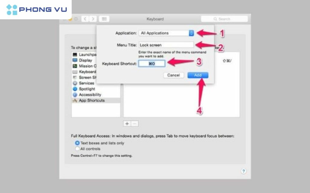thiết lập khóa nhanh để sử dụng MacBook
