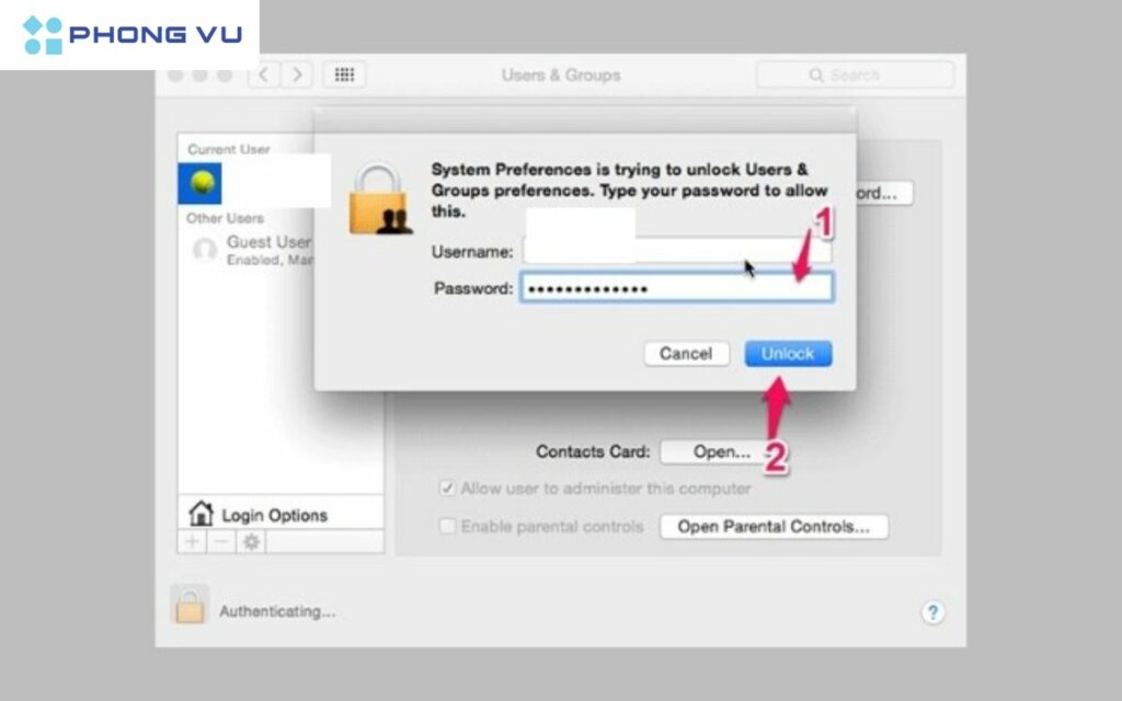 tạo tài khoản khách sử dụng MacBook