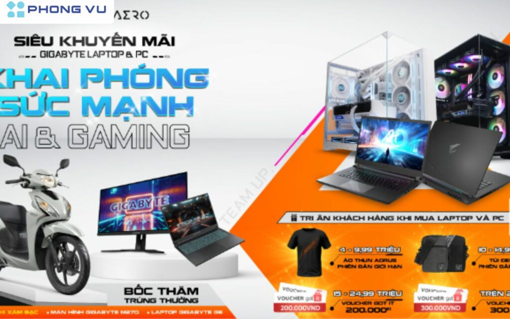 Siêu khuyến mãi Gigabyte laptop & PC - Khai phóng sức mạnh AI & Gaming