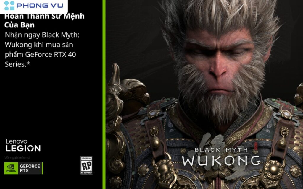 Nhận ngay game bom tấn Black Myth: Wukong khi mua laptop Lenovo GeForce RTX 40 Series!