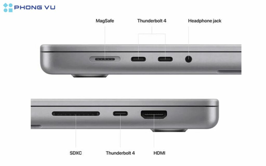 MacBook Air M3 sở hữu bộ cổng kết nối phong phú hơn Pro M1.