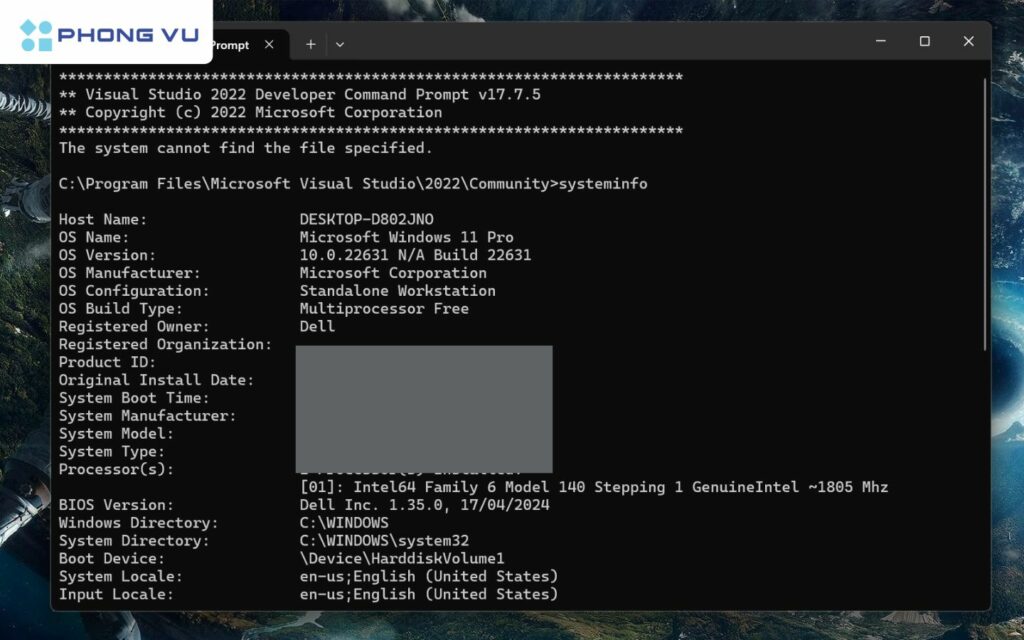 cách xem cấu hình máy tính mới bằng lệnh command prompt