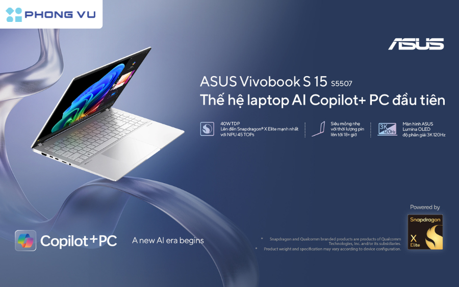 ASUS Vivobook S 15 - Laptop AI đột phá, hiệu năng vượt trội, pin cực lâu