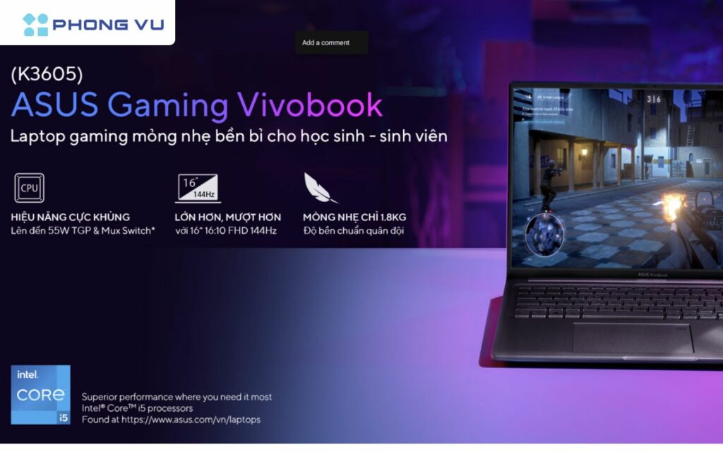 Hiệu năng mạnh mẽ với i5-12500H thế hệ thứ 12, card màn hình GeForce RTX™ 4050