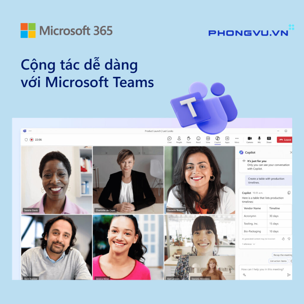 Cộng tác dễ dàng với Microsoft Teams