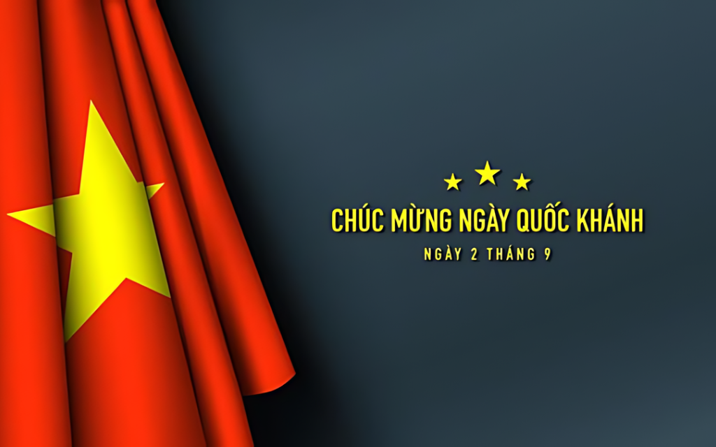 Hình nền chúc mừng ngày Quốc Khánh 2/9 với lá cờ đỏ sao vàng