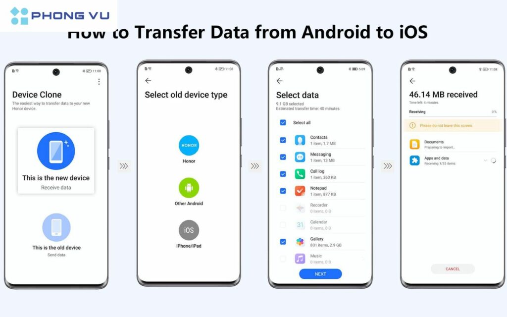 Chuyển tất cả dữ liệu từ thiết bị Android sang iPhone khi đổi điện thoại mới